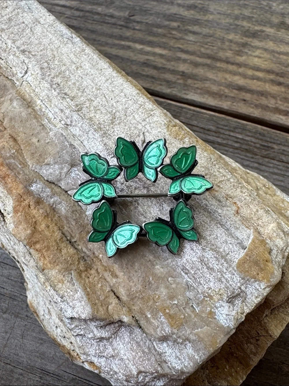 Volmer Bahner Denmark Sterling Silver and Enamel Butterfly Brooch